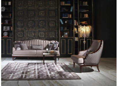 Ensemble de canapé quatre places fauteuil table d'appoint canapé en tissu gris revêtement.